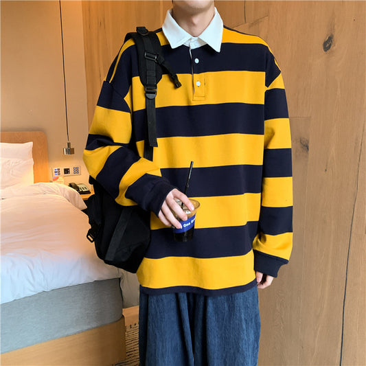 Enhyphen Heeseung Inspired Yellow Stripe Collar Long-Sleeved