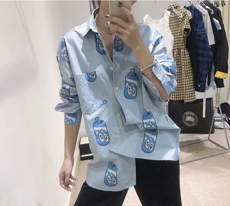 Enhyphen Heeseung Inspired Cola Bottle Printing Long Sleeve Shirt