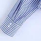 BTS Jimin Inspired Blue Striped Short Long-Sleeved