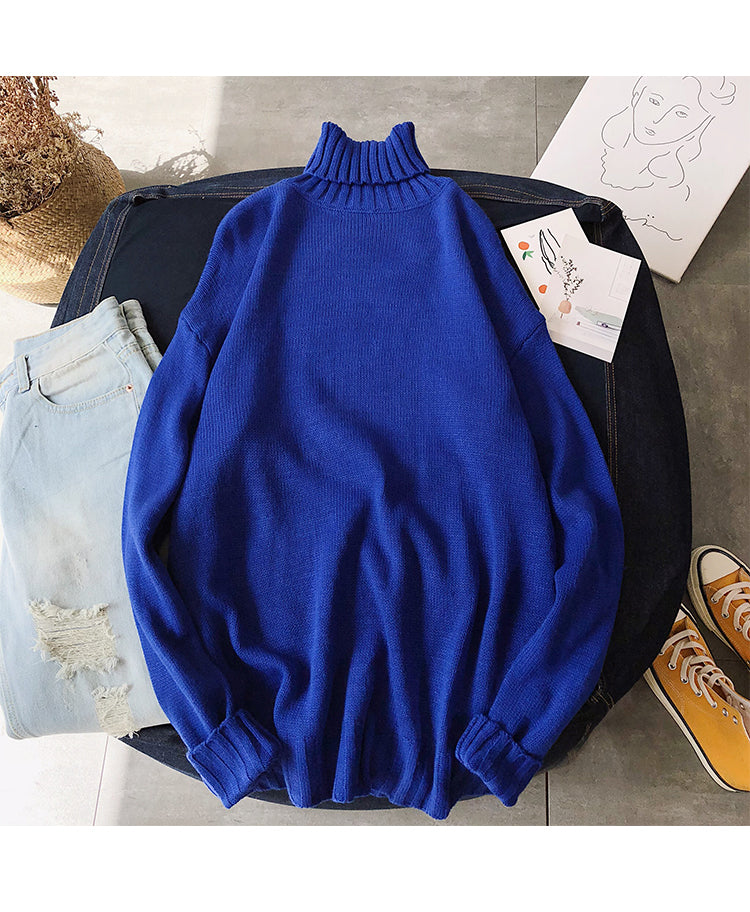 BTS Jungkook Inspired Blue Knitted Turtleneck Pullover