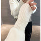aespa Winter Inspired White Lined Zipper Sweater