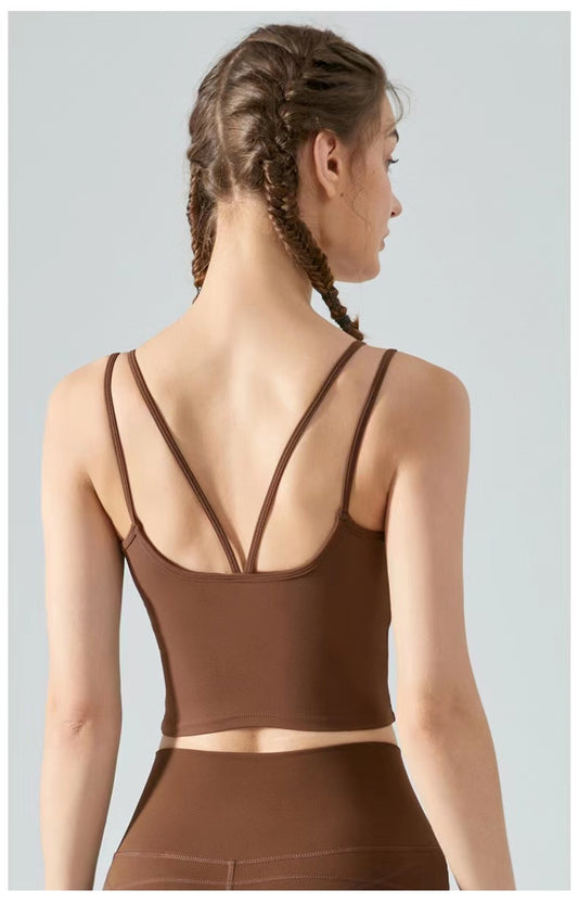 Unnielooks Inspired Brown Thin Sling Back Sports Top