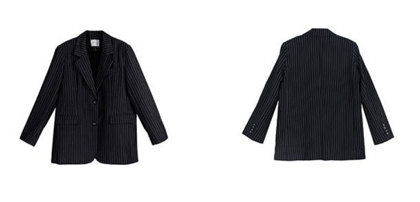 Blackpink Lisa-Inspired Black Striped Suit Jacket