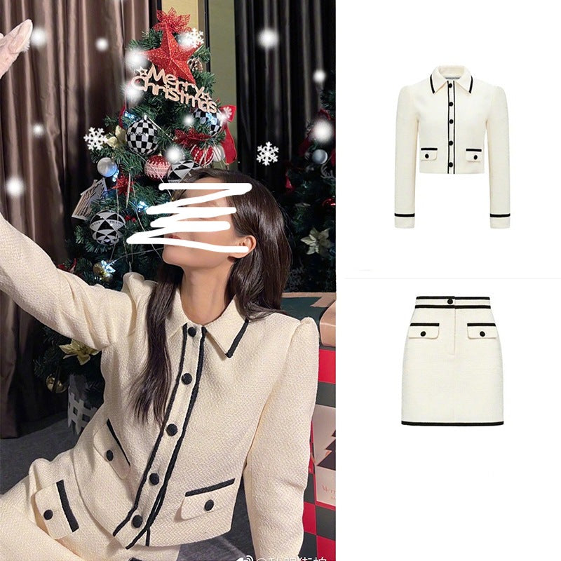Blackpink Rose Inspired Creamy White Tweed Mini Jacket And Skirt –  unnielooks
