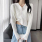 TWICE Nayeon Inspired White V-Neck Short Knit Pullover