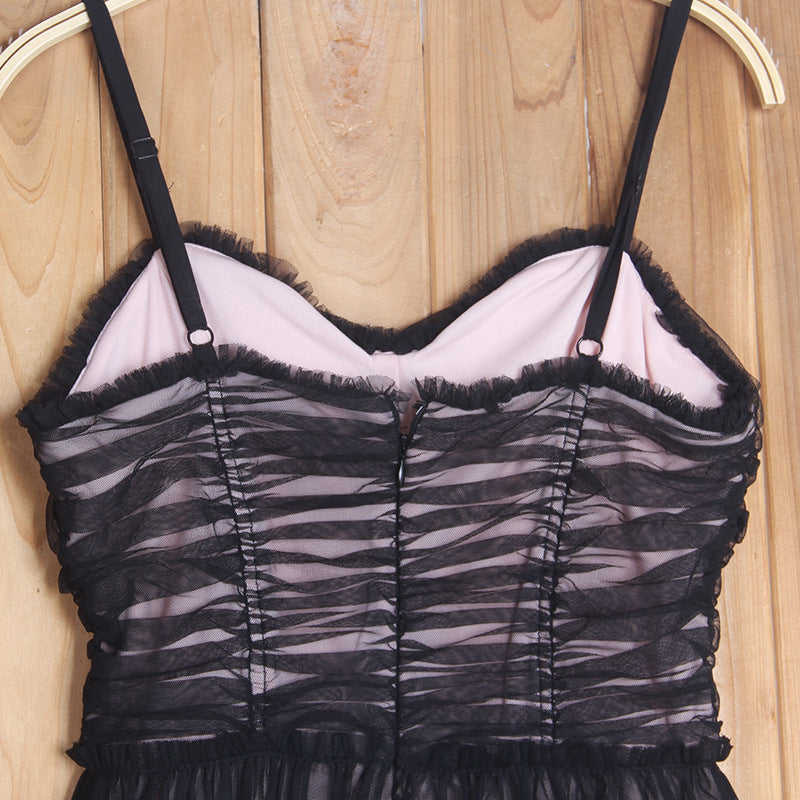 SNSD Tiffany Inspired Black Suspender Lace Dress