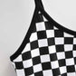 G-IDLE Miyeon Inspired Black And White Checkered Crop Top
