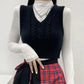 Blackpink Rosé-Inspired Black Short Knitted Sweater Top