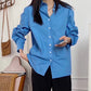 Blackpink Jisoo Inspired Blue Button-Down Long Sleeve