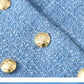 Blackpink Lisa Inspired Blue Tweed Cropped Coat