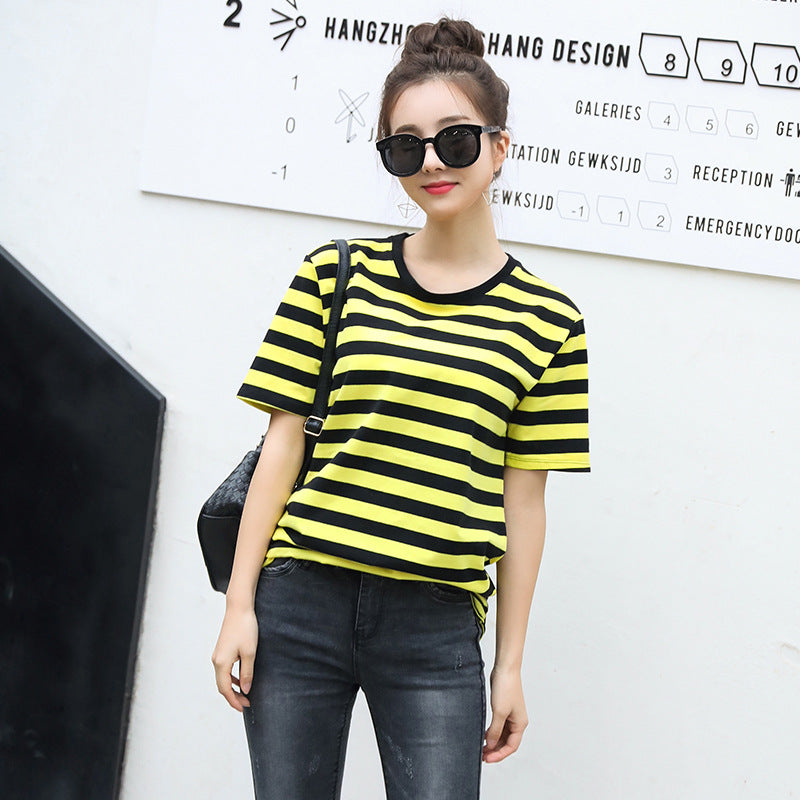 Enhyphen Sunoo Inspired Yellow Stripes Round Neck T-Shirt