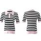 SNSD Yoona Inspired Knitted Sweater Striped Collar Top Short Sleeve