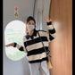 Enhyphen Sunghoon Inspired Polo Collar Striped Loose Sweater