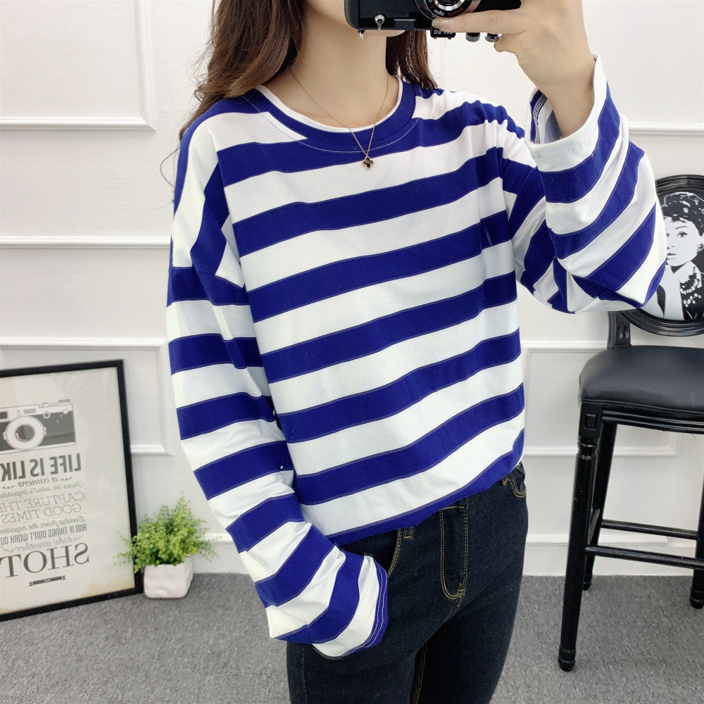 BTS Taehyung Inspired Blue Striped Long-Sleeved