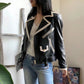 Blackpink Lisa Inspired Black Slim Leather Motorcycle Jacket