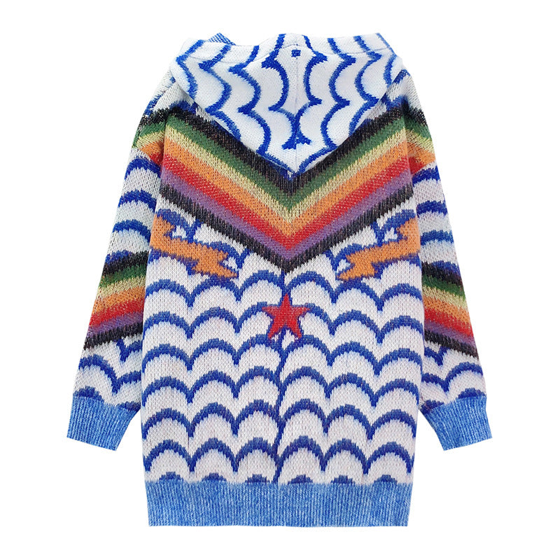 Blackpink Lisa Inspired Rainbow Hooded Loose Knitted Sweater