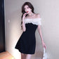 Blackpink Jisoo Inspired Ruffled Off-Shoulder Black Dress