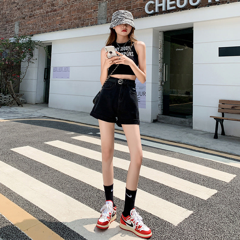 ChungHa Inspired Black Denim Short