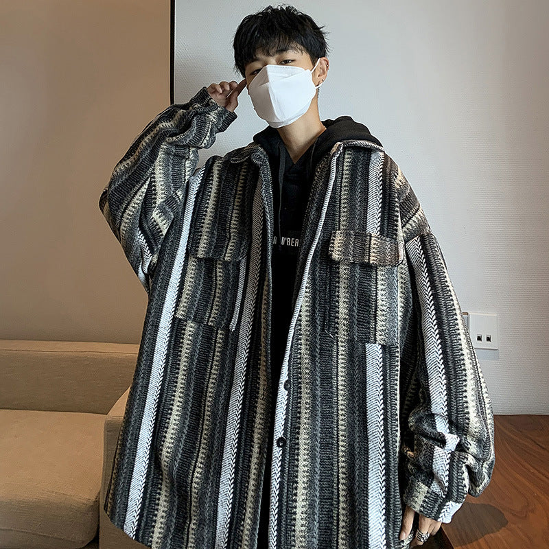 Enhyphen Sunoo Inspired Oversize Woolen Striped Jacket