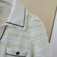 Jeon Somi Inspired White Knitted Short-Sleeve Dress
