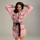 Blackpink Jennie Inspired Pink V-Neck Knitted Dress