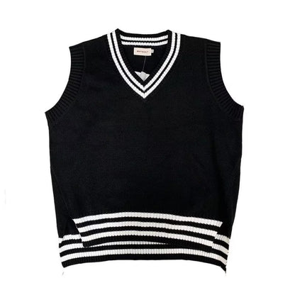 Enhyphen Jungwon Inspired Black With White V-Neck Knitted Vest