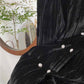 Itzy Yuna Inspired Black Double Ruffle Collar Velvet Shirt
