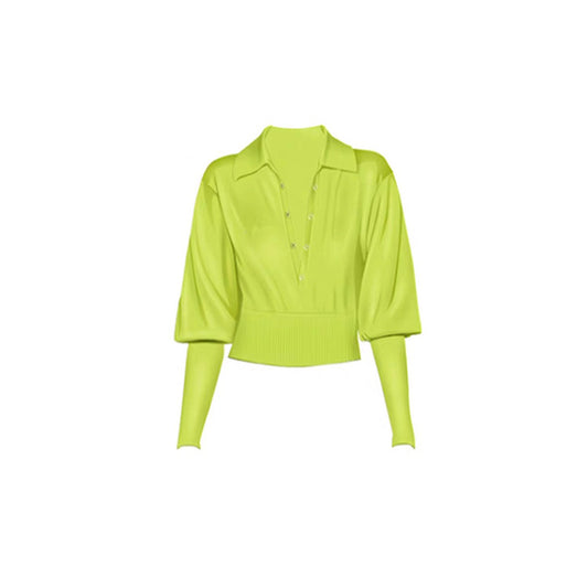 Blackpink Lisa Inspired Neon Green Collared Sweater