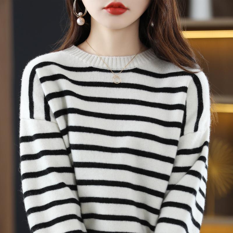 Enhyphen Sunoo Inspired Wool Striped Round Neck Pullover Sweater