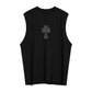 Black Cross Loose Sleeveless Vest T-shirt