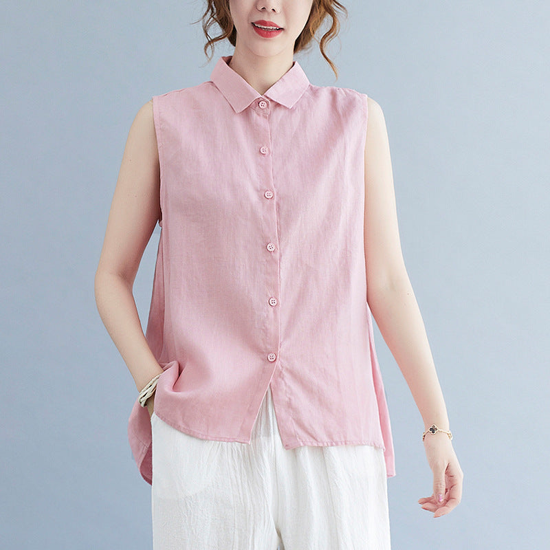 Itzy Lia Inspired Pink Sleeveless Collar Shirt
