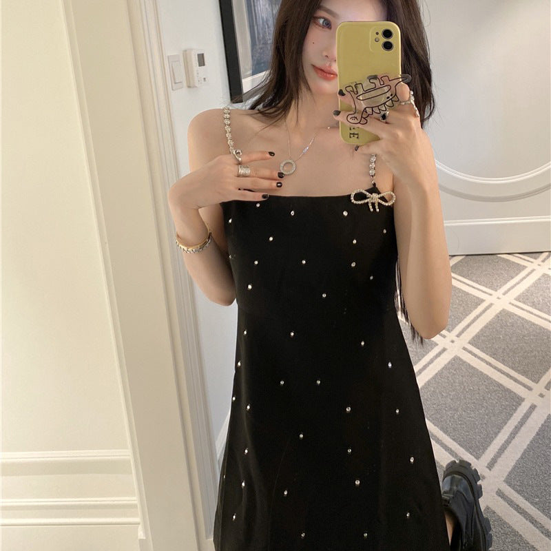 ChungHa Inspired Black Dress With Diamond Strap