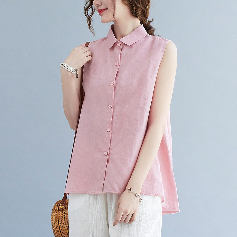 Itzy Lia Inspired Pink Sleeveless Collar Shirt