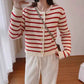 G-IDLE Miyeon Inspired Red And White Striped Cardigan