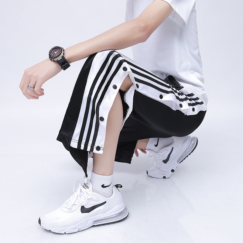 Everglow Sihyeon Inspired Black Stripes Side Button Pants – unnielooks