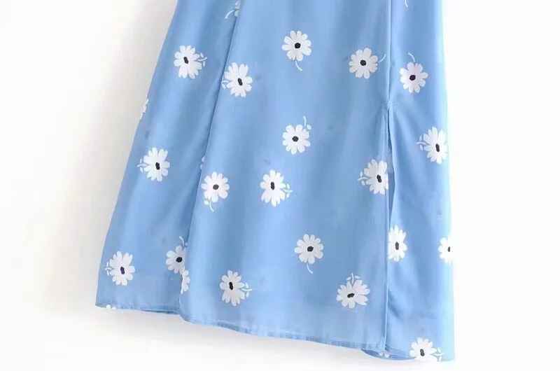 Blackpink Rose Inspired Blue Floral Long Dress