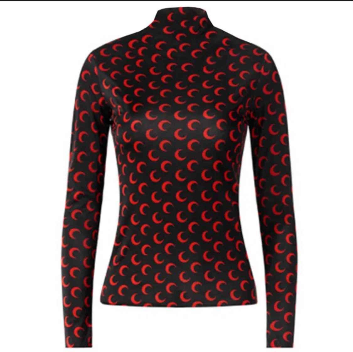 aespa Karina Inspired Black Fittted Long-Sleeved With Red Moon