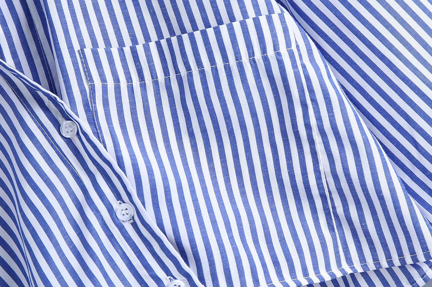 BTS Jimin Inspired Blue Striped Short Long-Sleeved