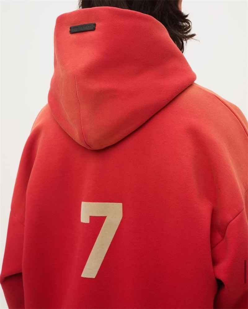 BTS RM Inspired Red Hoodie Pullover With Print Number 7