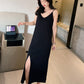 TWICE Momo Inspired Black Drape Maxi Dress