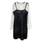 Blackpink Jennie Inspired White Long Sleeve And Black Sleeveless Dress