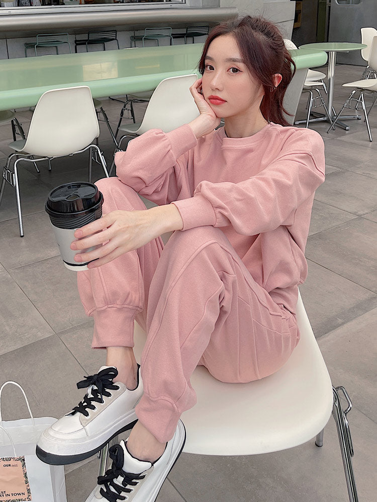 Unnielooks Inspired Pink Sweatshirt and Pants Set