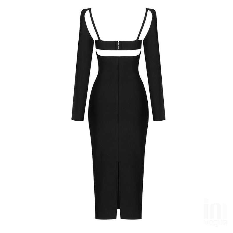 Blackpink Rose Inspired Black Bodycon Cut-Out Dress