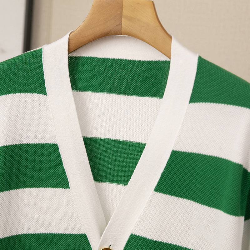 TXT Soobin Inspired Green Stripes Long-Sleeved