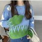 Blackpink Jennie-Inspired Knit Retro Blue Sweater