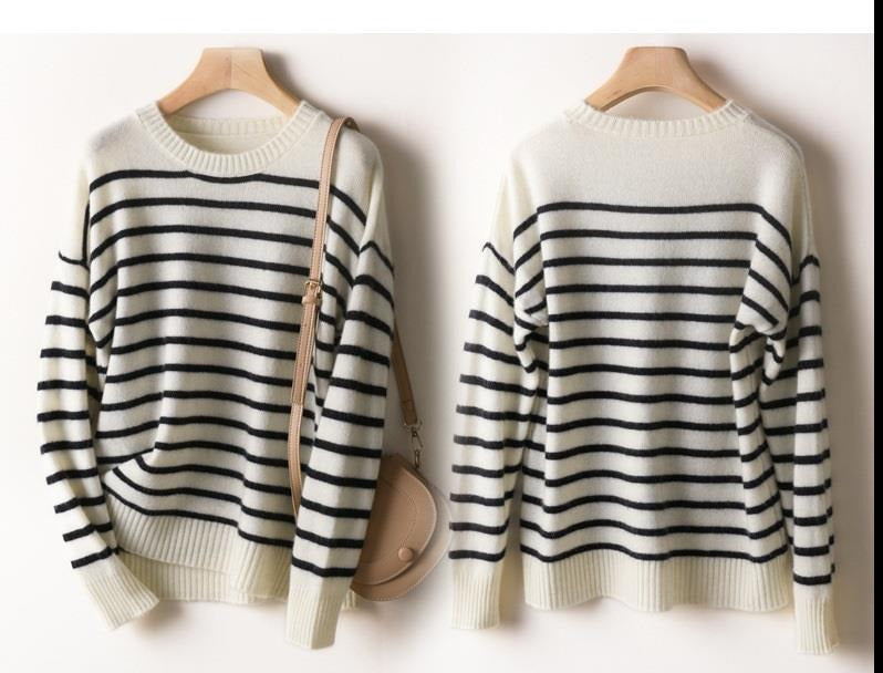 Enhyphen Sunoo Inspired Wool Striped Round Neck Pullover Sweater