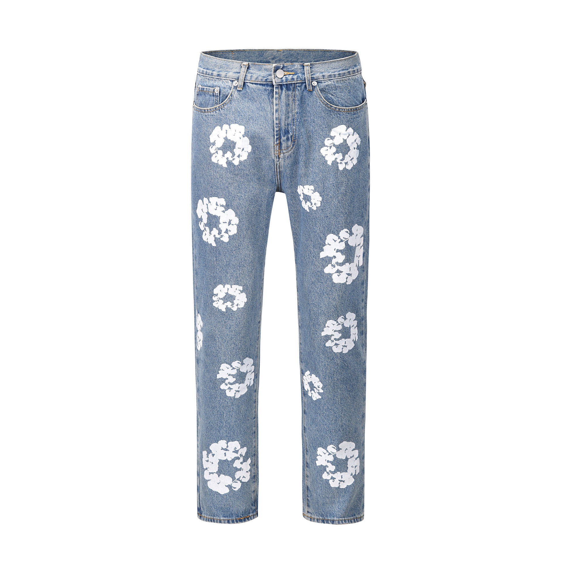 NCT Jisung Inspired Blue Floral Print Denim Jeans – unnielooks