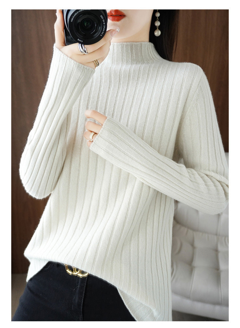 BTS Taehyung Inspired White Half Turtle Neck Knitted Sweater