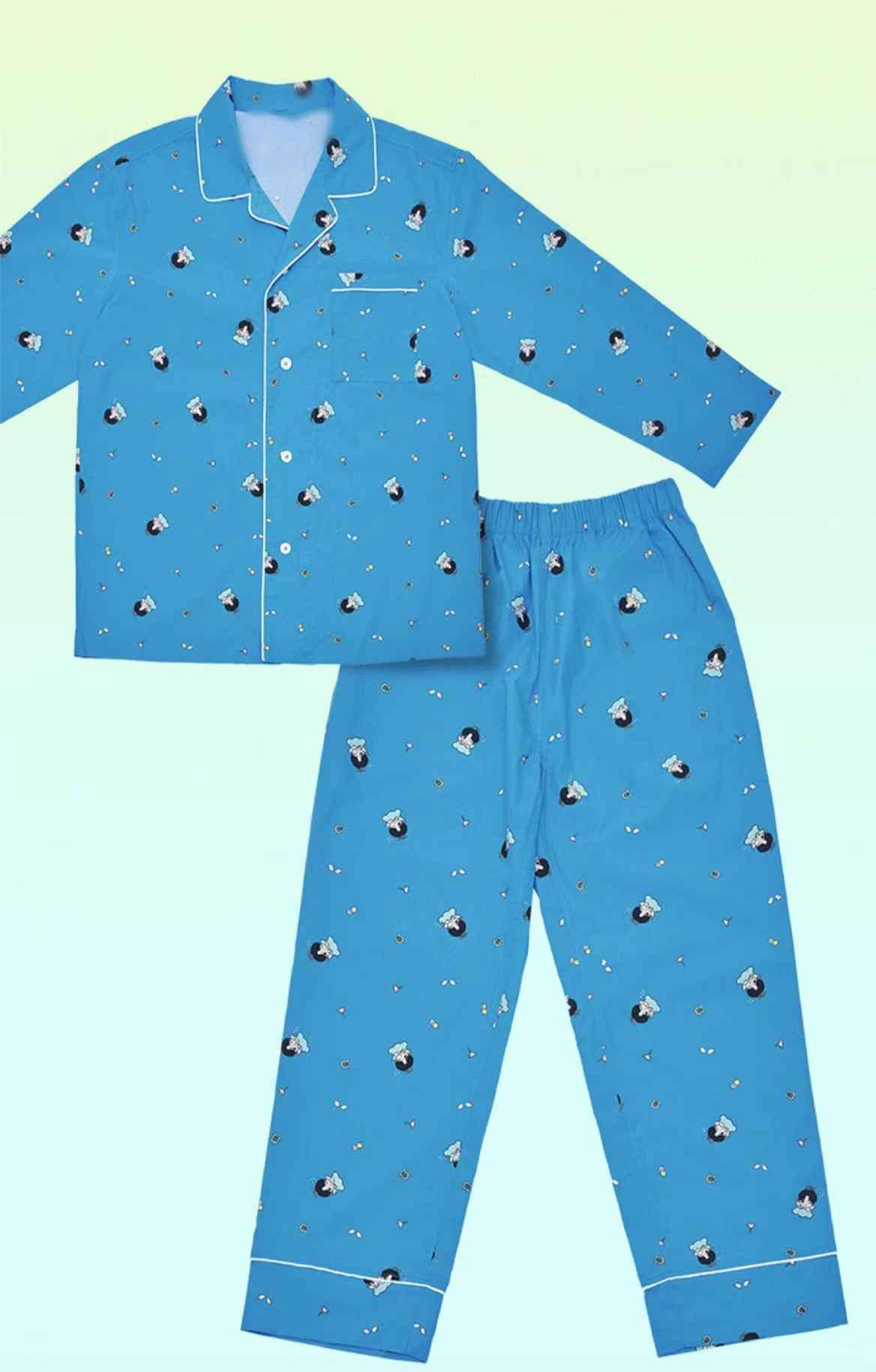 BTS Jin Inspired Blue Pajamas Set With Angel Design – unnielooks