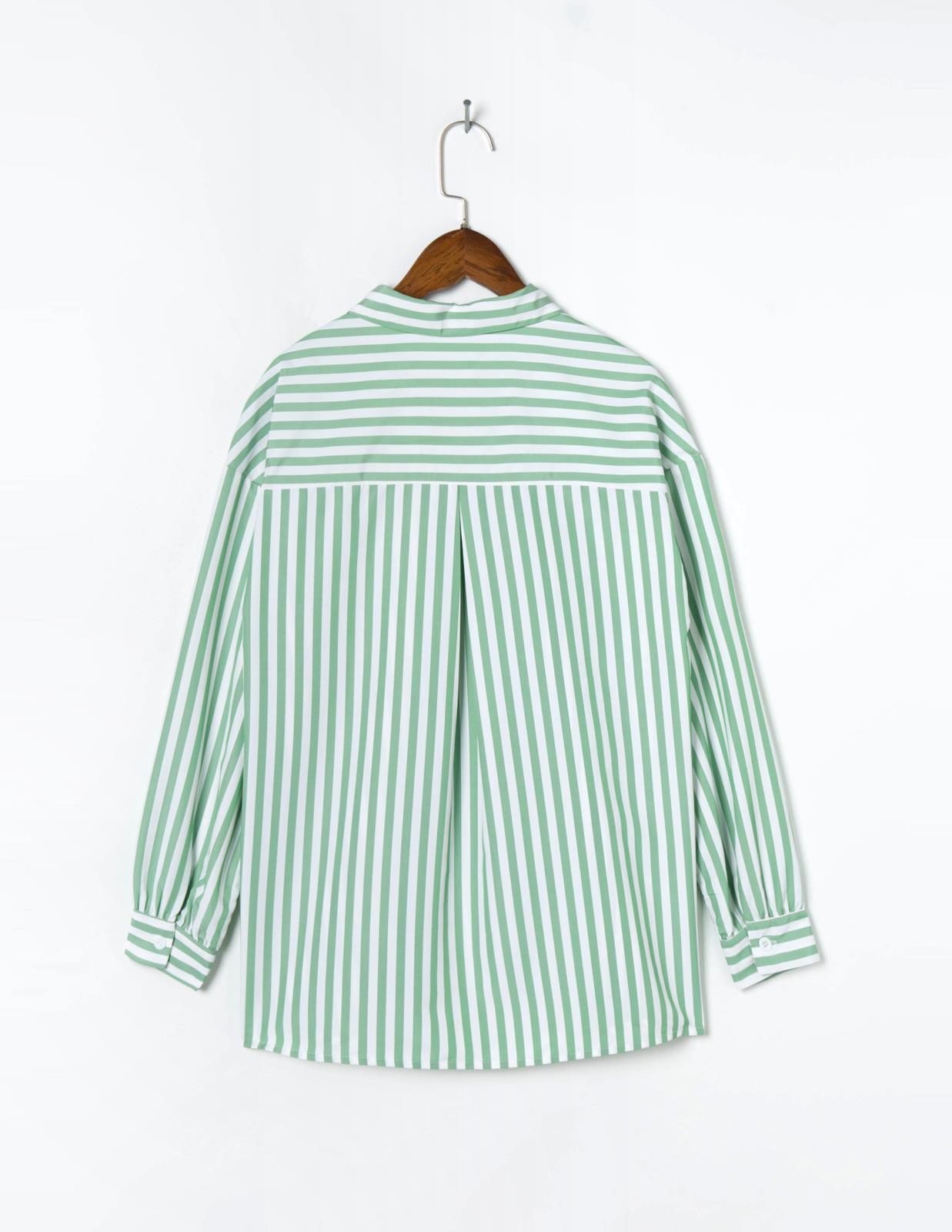 BTS Jungkook Inspired Green Striped Loose Long-Sleeved
